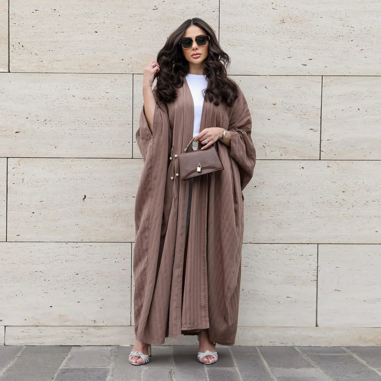 Striped Open Abaya :Casual & Turkish-Inspired