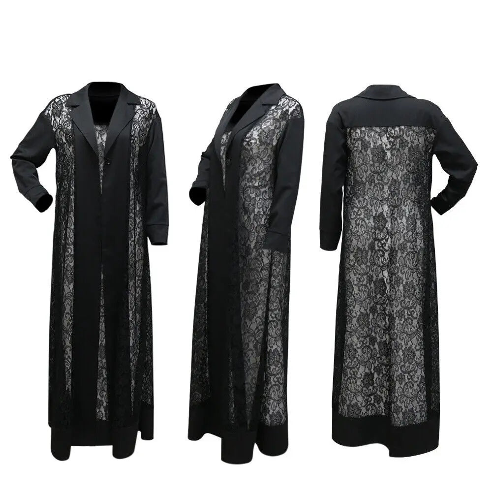 Black Lace Eid Abaya Cardigan