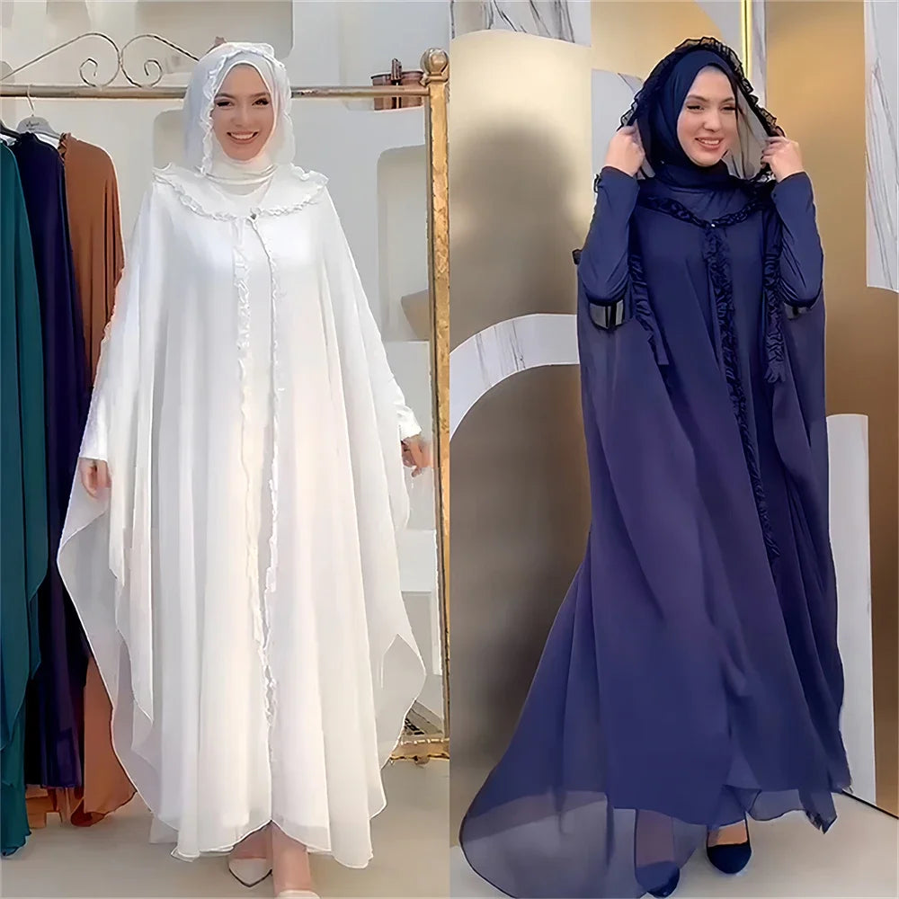 Ramadan Chiffon 2-Piece Khimar Abaya Set