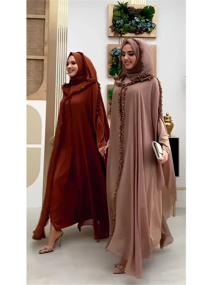 Ramadan Chiffon 2-Piece Khimar Abaya Set