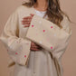 Heart Embellished Open Linen Abaya