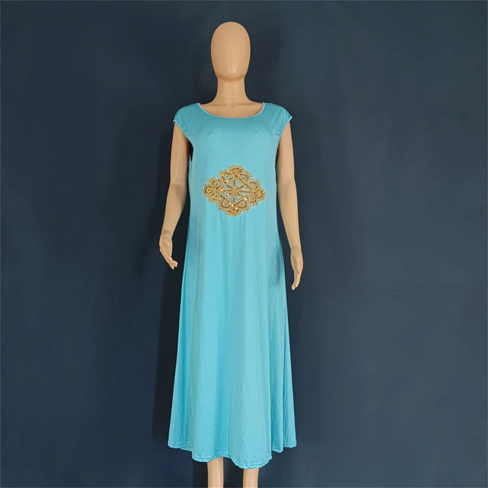 Elegant Two-Piece Gold Embroidered Kaftan Set