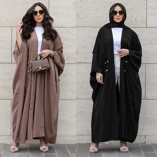 Striped Open Abaya :Casual & Turkish-Inspired