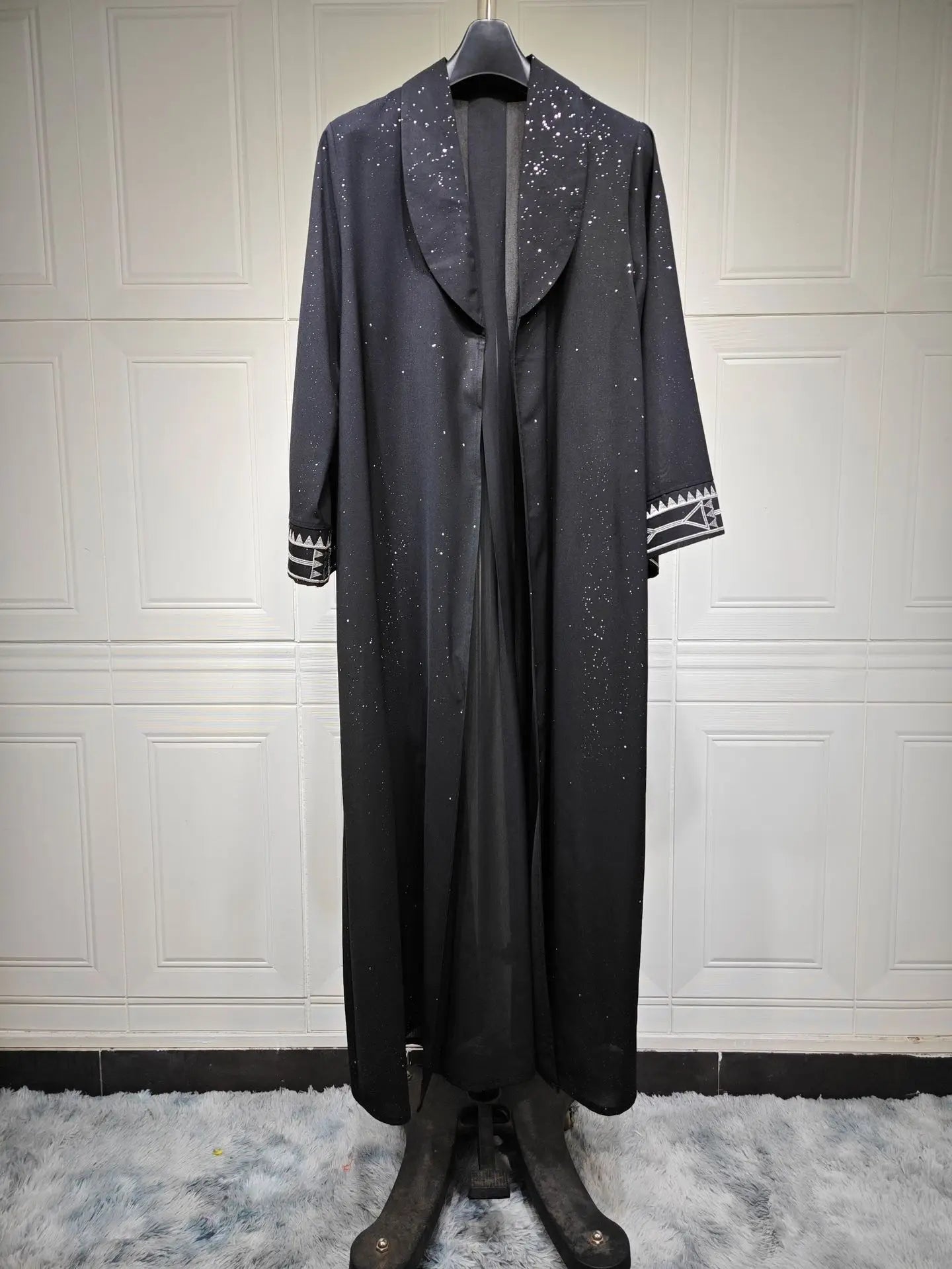 Moroccan-Inspired Floral Embroidery Open Abaya