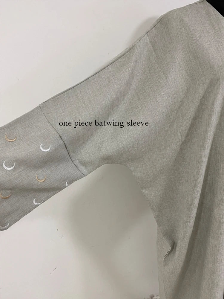 Heart Embellished Open Linen Abaya
