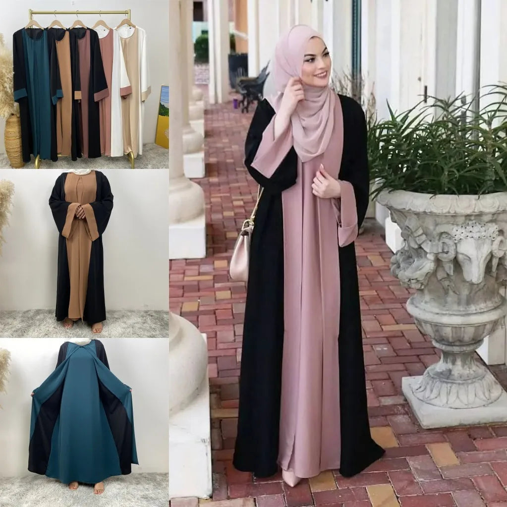 Dubai Contrast Abaya Set:  For Ramadan & Special Occasions