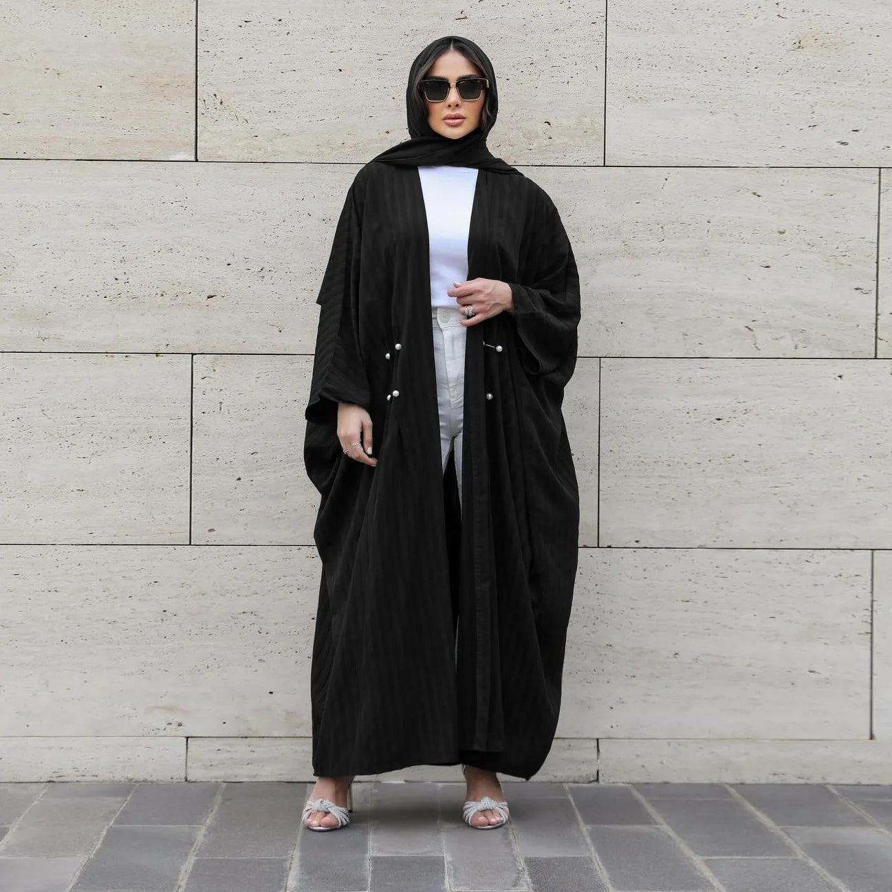 Striped Open Abaya :Casual & Turkish-Inspired