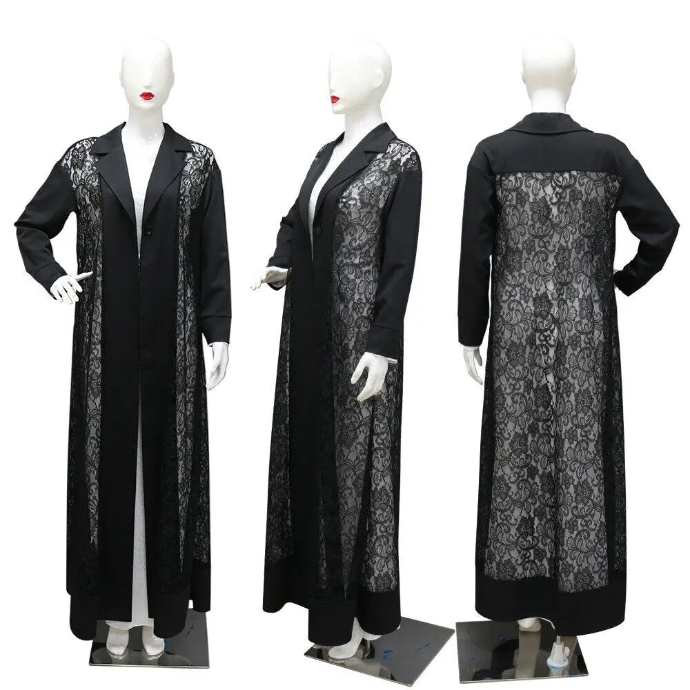 Black Lace Eid Abaya Cardigan