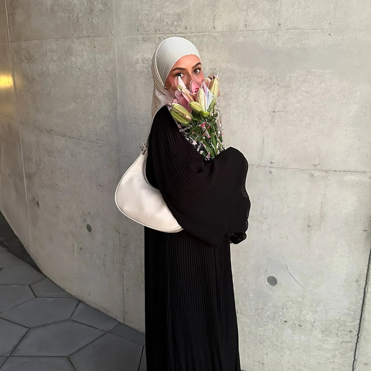 Modest Pleated Abaya: Long Sleeve