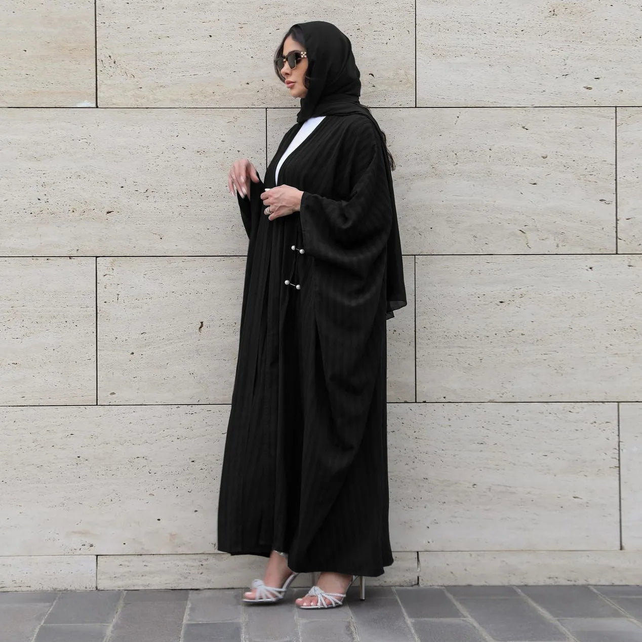 Striped Open Abaya :Casual & Turkish-Inspired