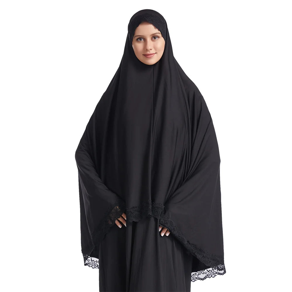 Long Khimar Eid Prayer Gown: Elegant Overhead Turban