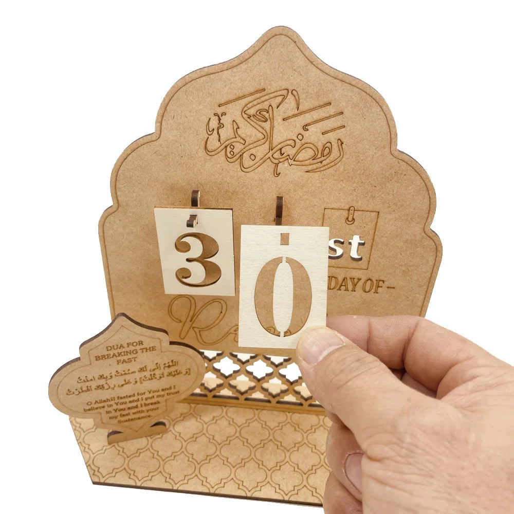 Wooden Ramadan Countdown Calendar – Eid Mubarak Ornament