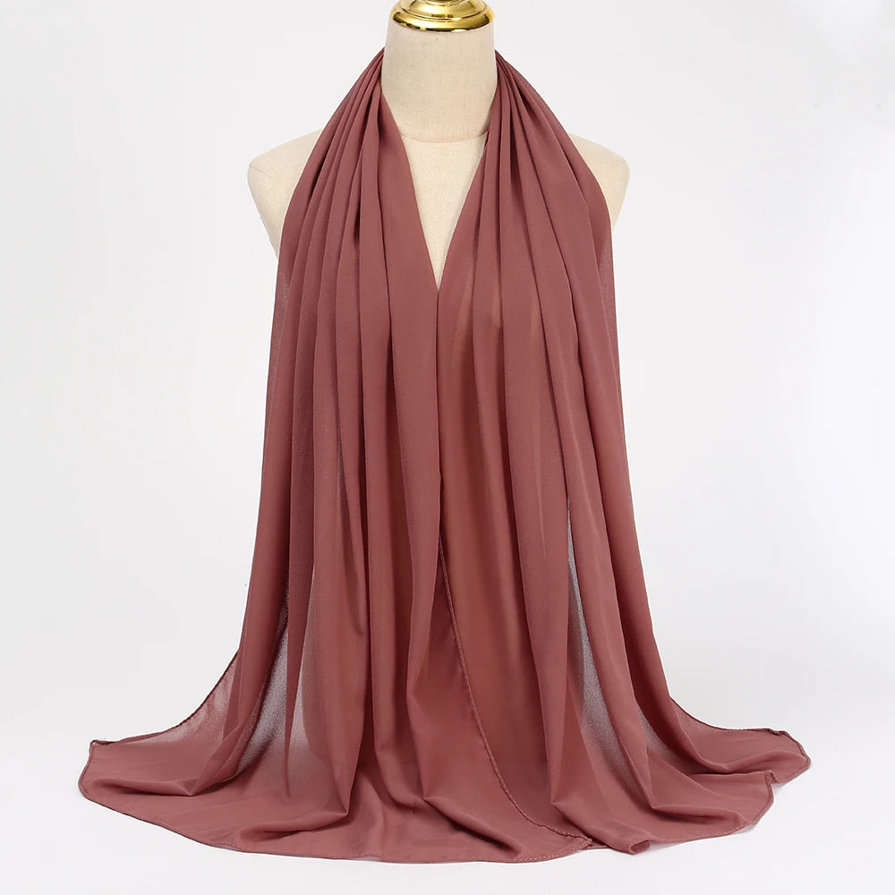 Elegant Chiffon Hijab – Long Solid Color Wrap