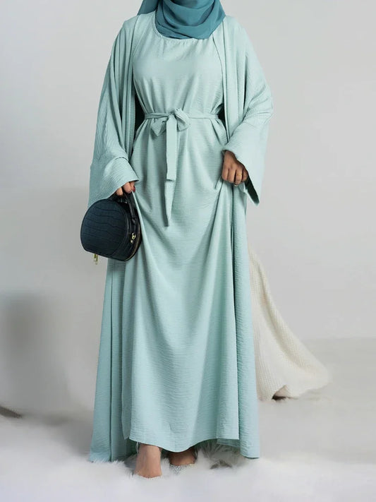 2 Piece Abaya Set Open Abayas for Women Dubai