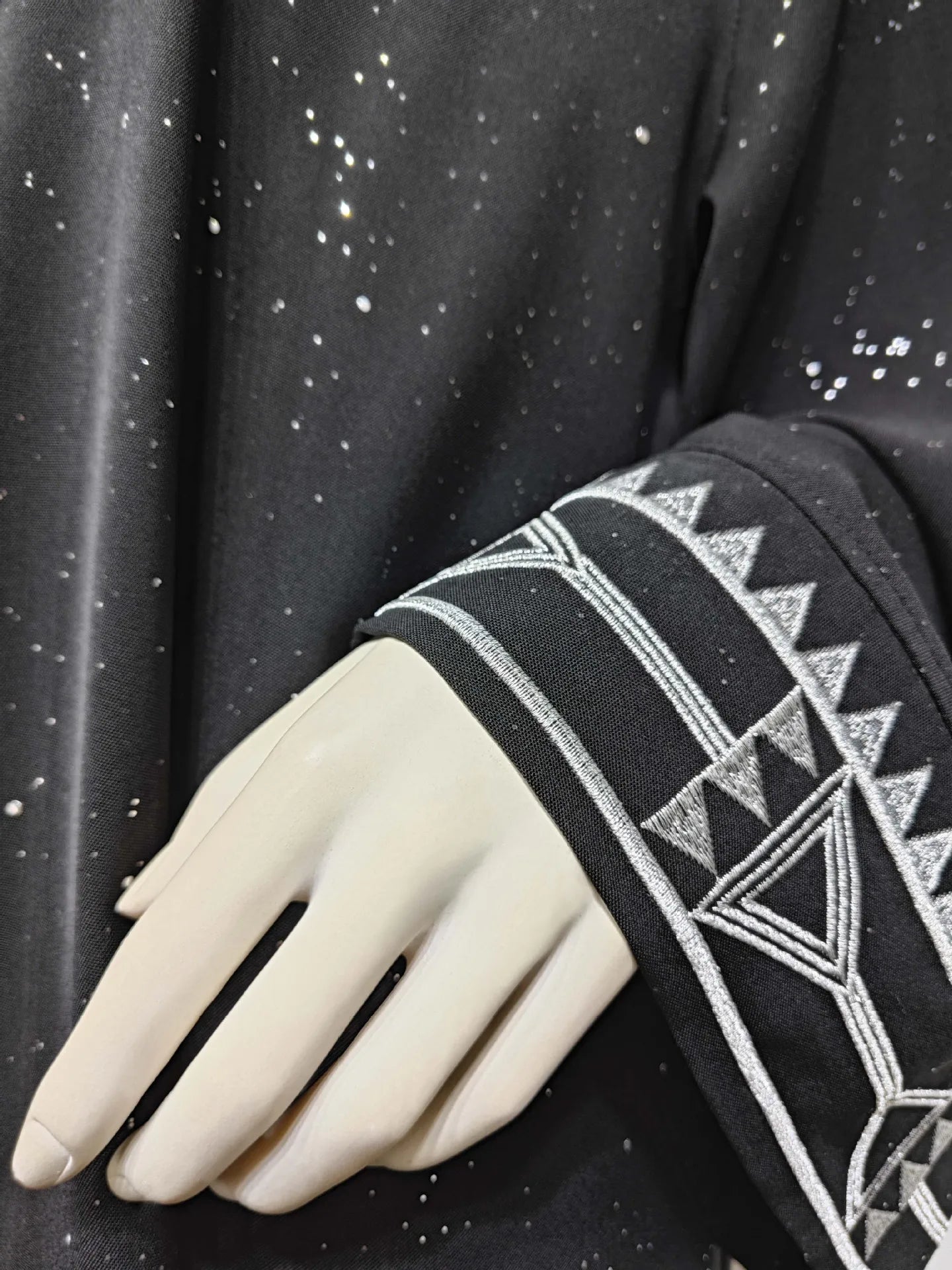 Moroccan-Inspired Floral Embroidery Open Abaya