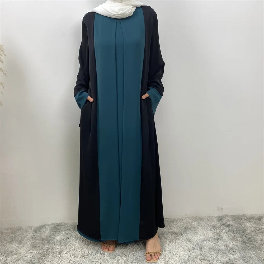 Dubai Contrast Abaya Set:  For Ramadan & Special Occasions