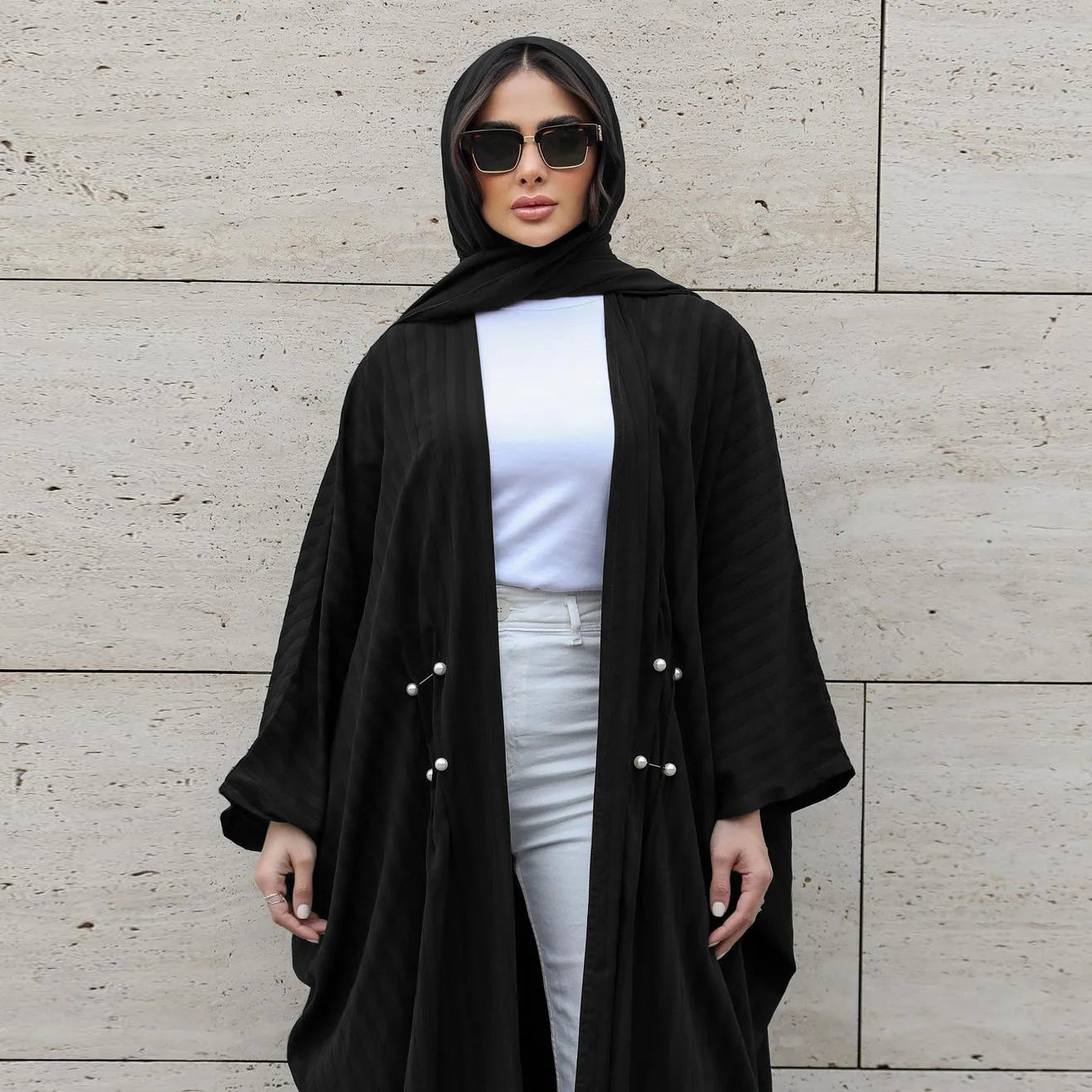 Striped Open Abaya :Casual & Turkish-Inspired