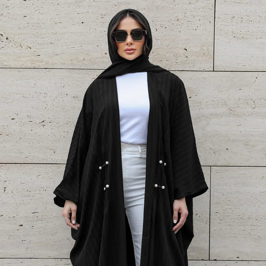 Casual Striped Open Abaya